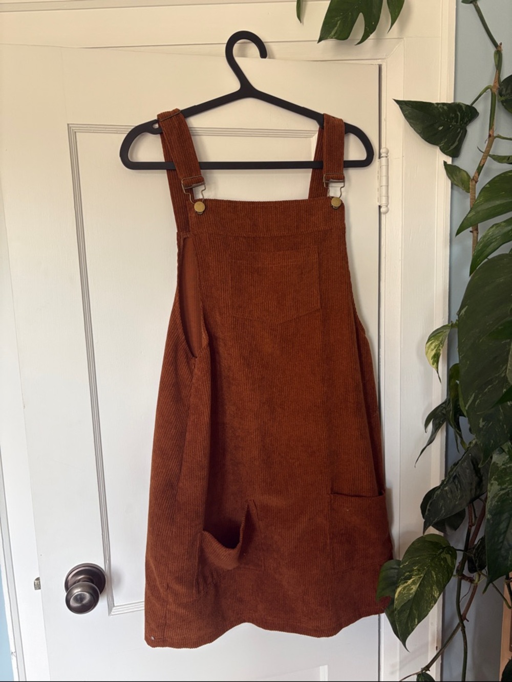 Rust Corduroy Pinafore Dress